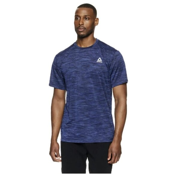 🏆381 Reebok Stride Performance Blue Short Sleeve T-Shirt - Picture 1 of 8
